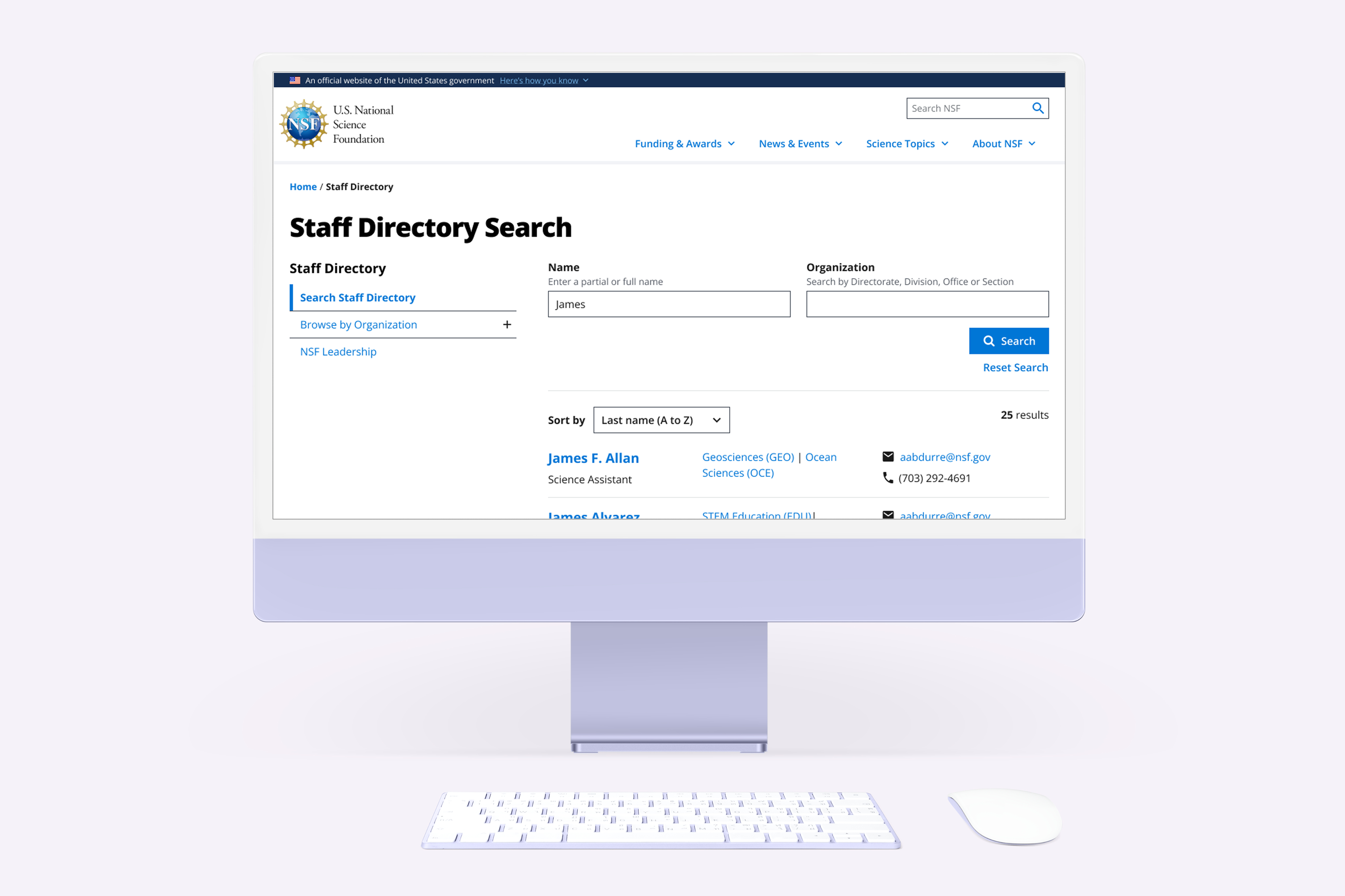 NSF staff directory redesign
